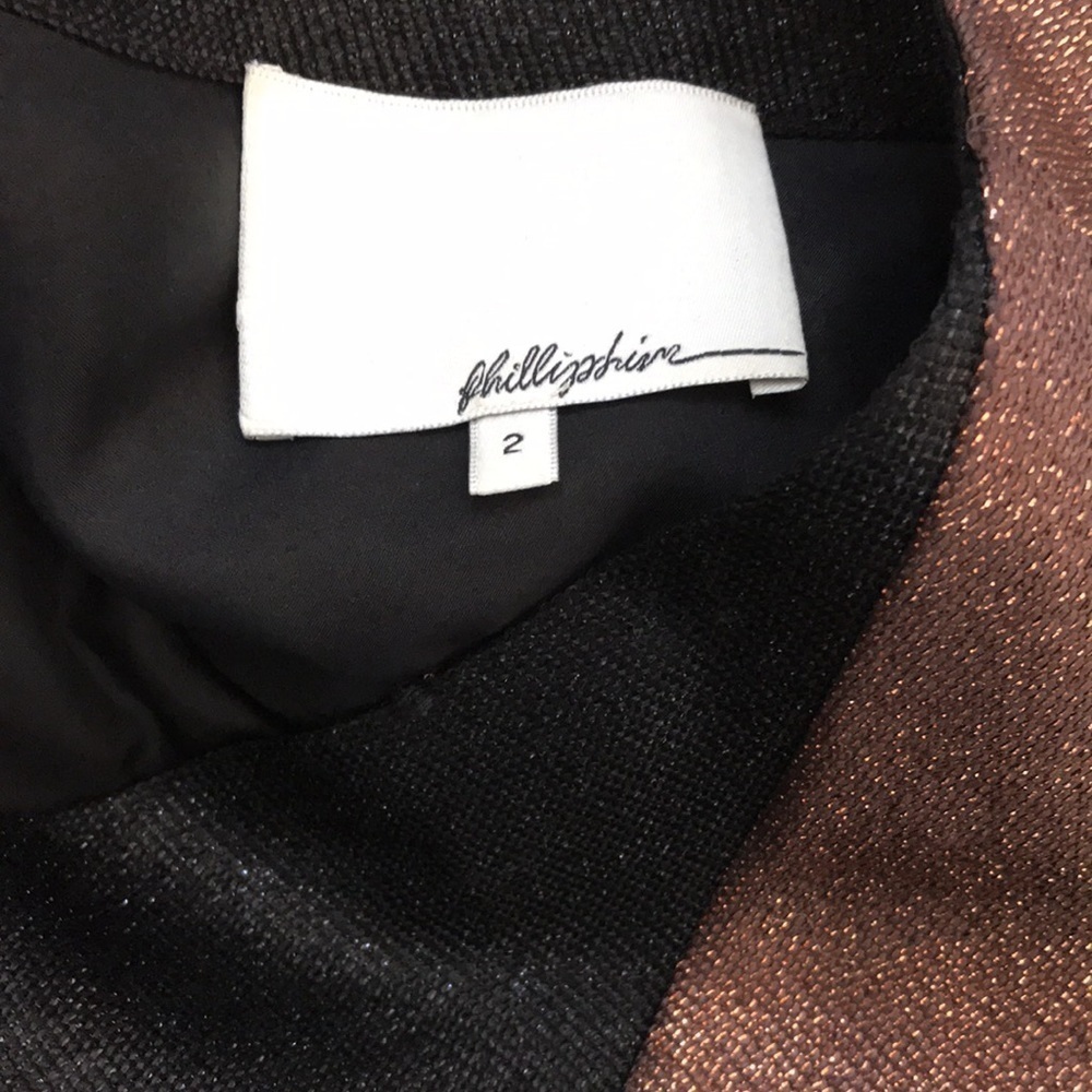 3.1 PHILLIP LIM Black Bronze Cap Sleeve Sparkly Dress Size 2 - Picture 11 of 12